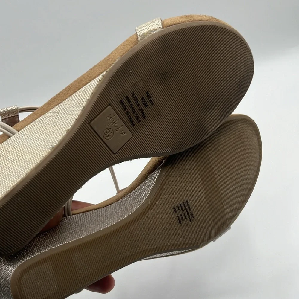 STYLE & CO Womens Beige Slip Resistant Mulan Wedge Slip On Slingback Sandal - Picture 5 of 6